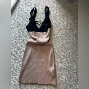 REVOLVE Black and Tan Ribbed Dress